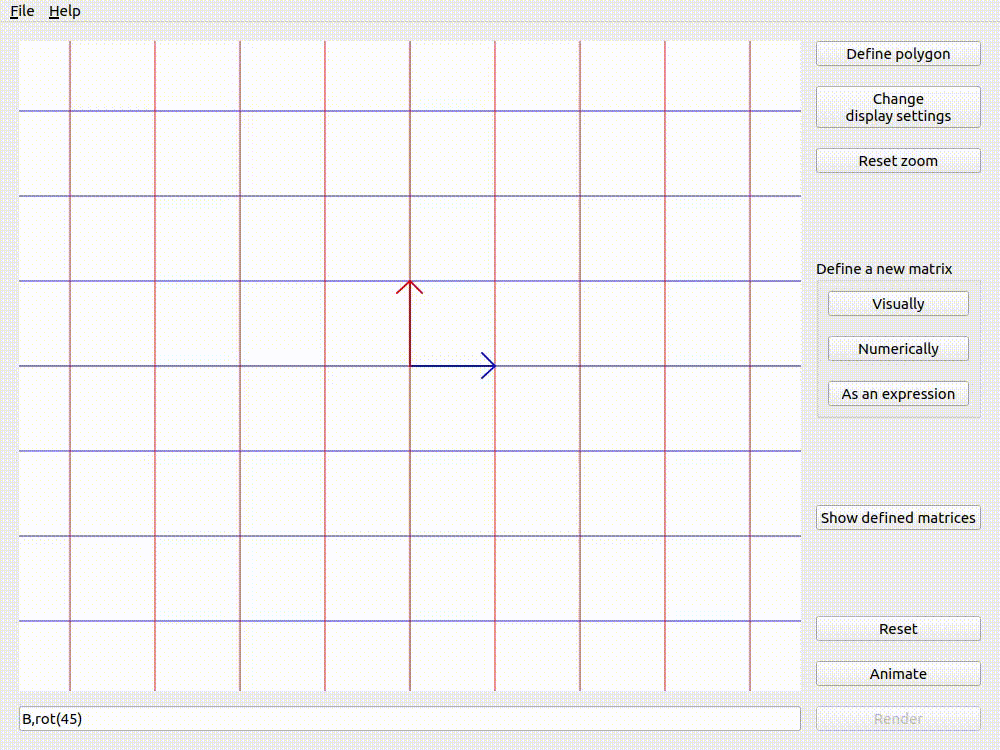 Animating ``B,rot(45)`` with Applicative animation