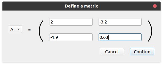 The numerical definition dialog